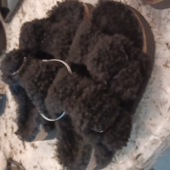 Birkenstock Papillio Big Buckle Shearling Black 2 Strap Sandals Multi Sizes NEW - Picture 4 of 15